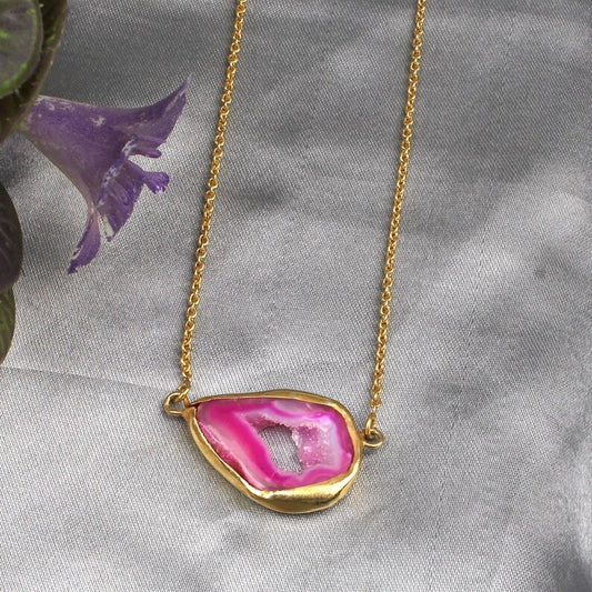 Pink Window Druzy Necklace