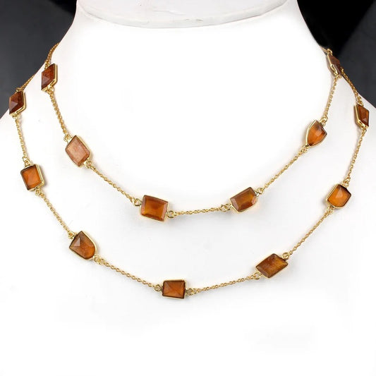 Citrine Gemstone Brass Necklace