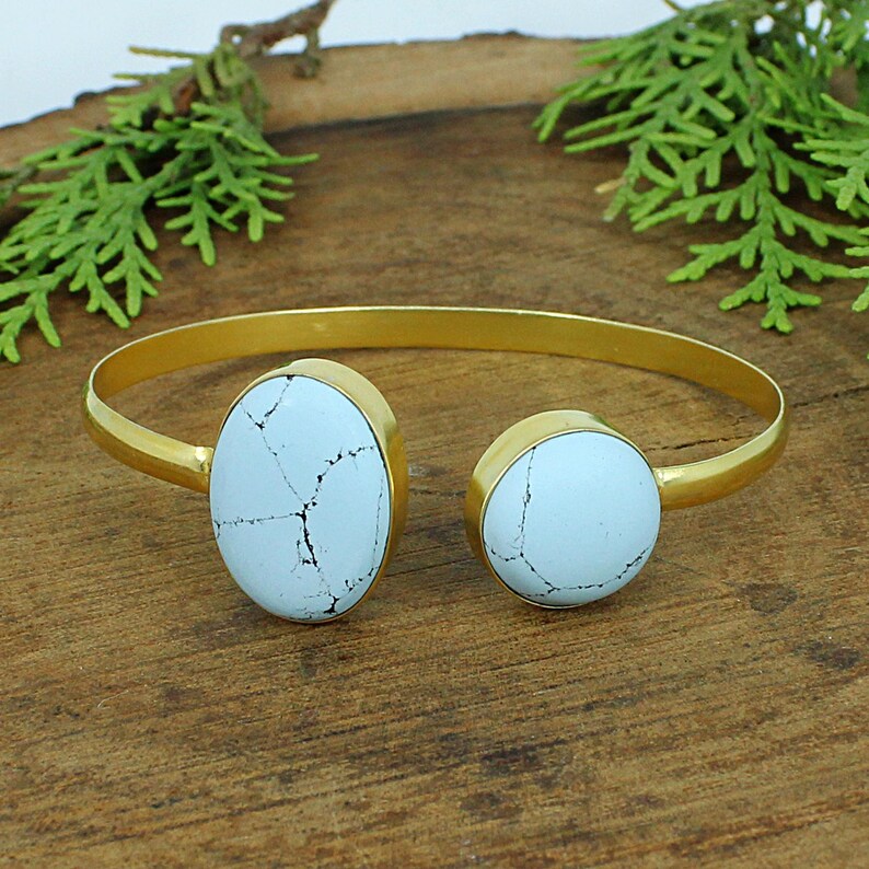 Turquoise Gemstone Gold Plated Bangle