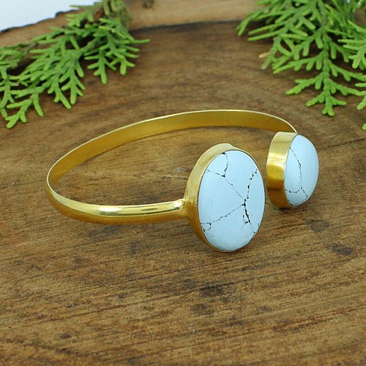 Turquoise Gemstone Gold Plated Bangle