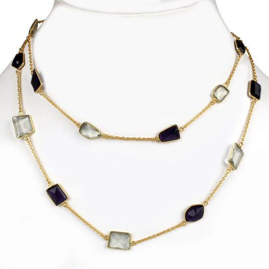 Crystal & Amethyst Gemstone Necklace