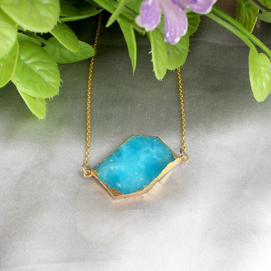 Smithsonite Gemstone Brass Necklace