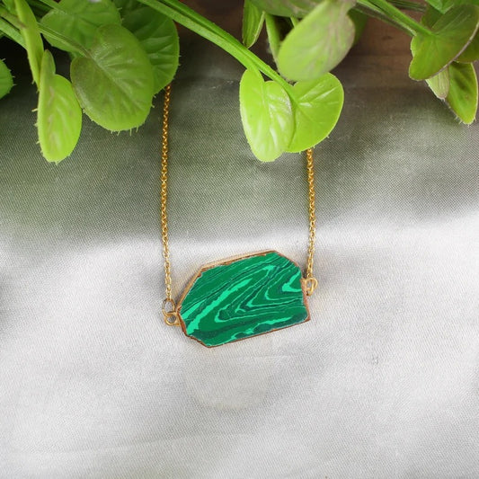 Electro Gold Plated Malachite Necklace