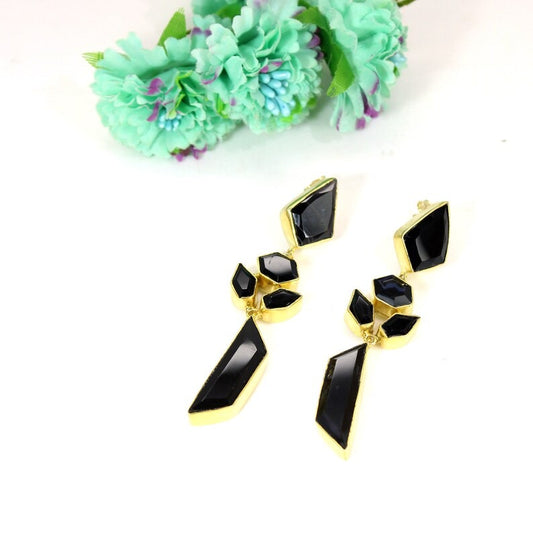 Black Banded Agate Earrings