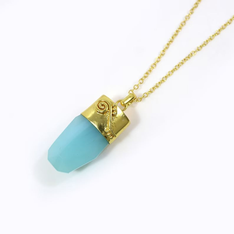 Aqua Chalcedony Necklace