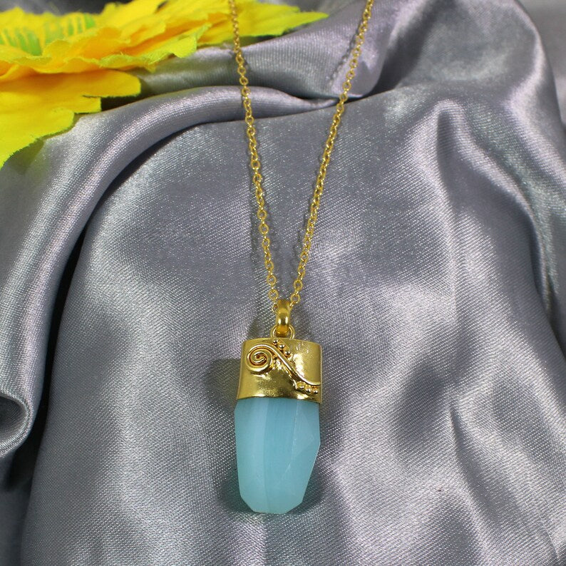 Aqua Chalcedony Necklace