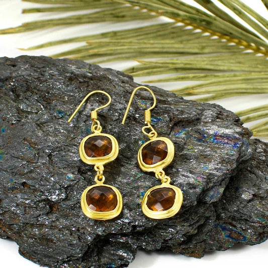 Dark Citrine Dangle Earrings