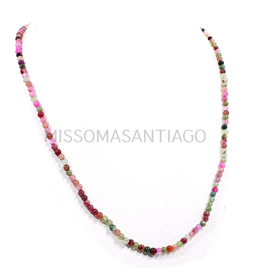 925 Silver Multi Agate Beads Necklace