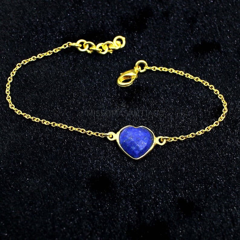 Heart Lapis Lazuli Gemstone Bracelet