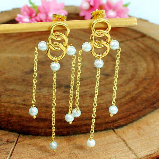 White Pearl Gemstone Earrings