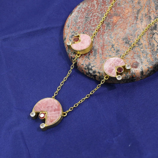 Rhodochrosite & Garnet Chain Necklace