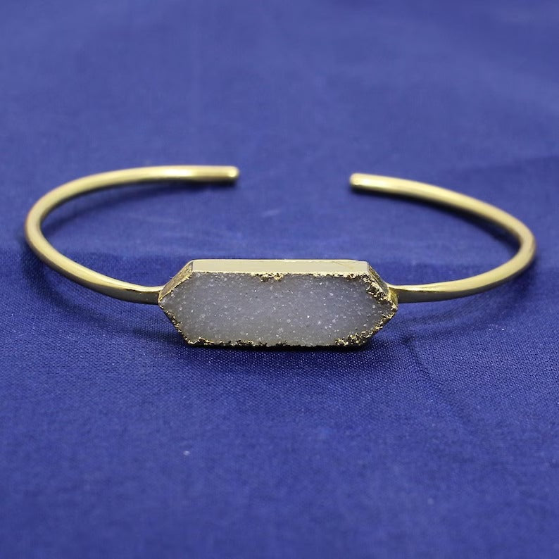 White Druzy Gemstone Bangle