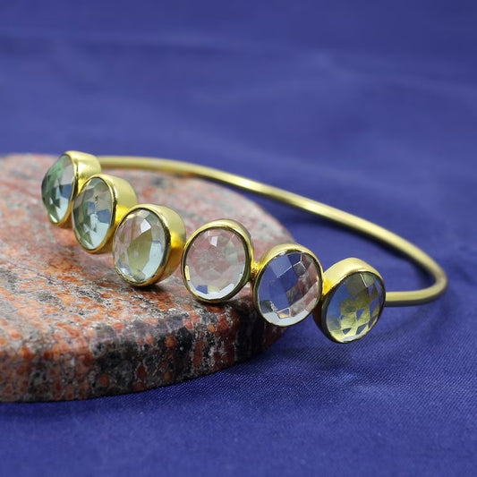 Sky Blue Topaz Hydro Gemstone Adjustable Bangle