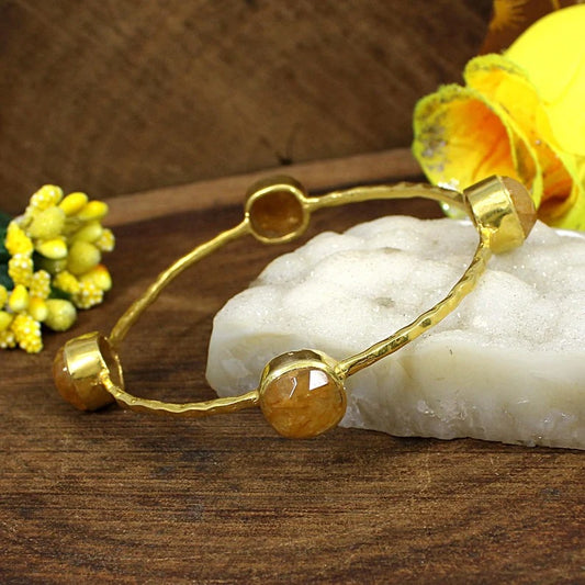 Yellow Aventurine Gemstone Gold Plated Bangle