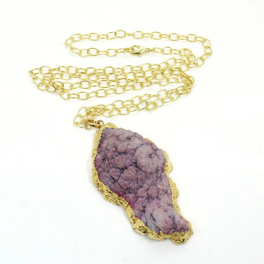 Electroplated Natural Aura Druzy Gemstone Necklace