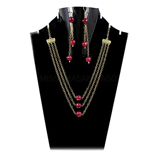 Dyed Ruby Necklace with Earrings