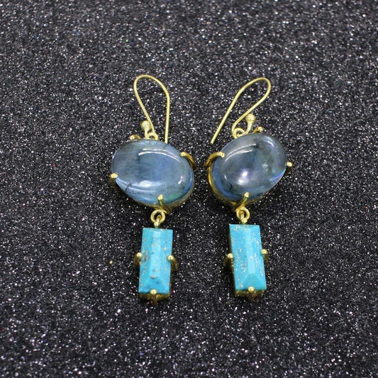 Natural Turquoise & Labradorite Earrings