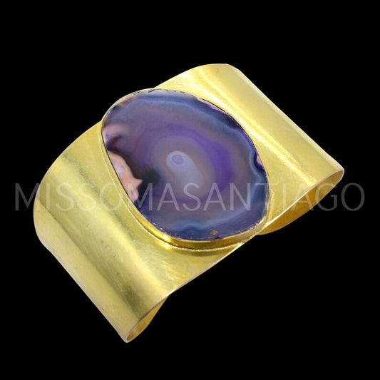 Purple Brazil Agate Slice Adjustable Bangle