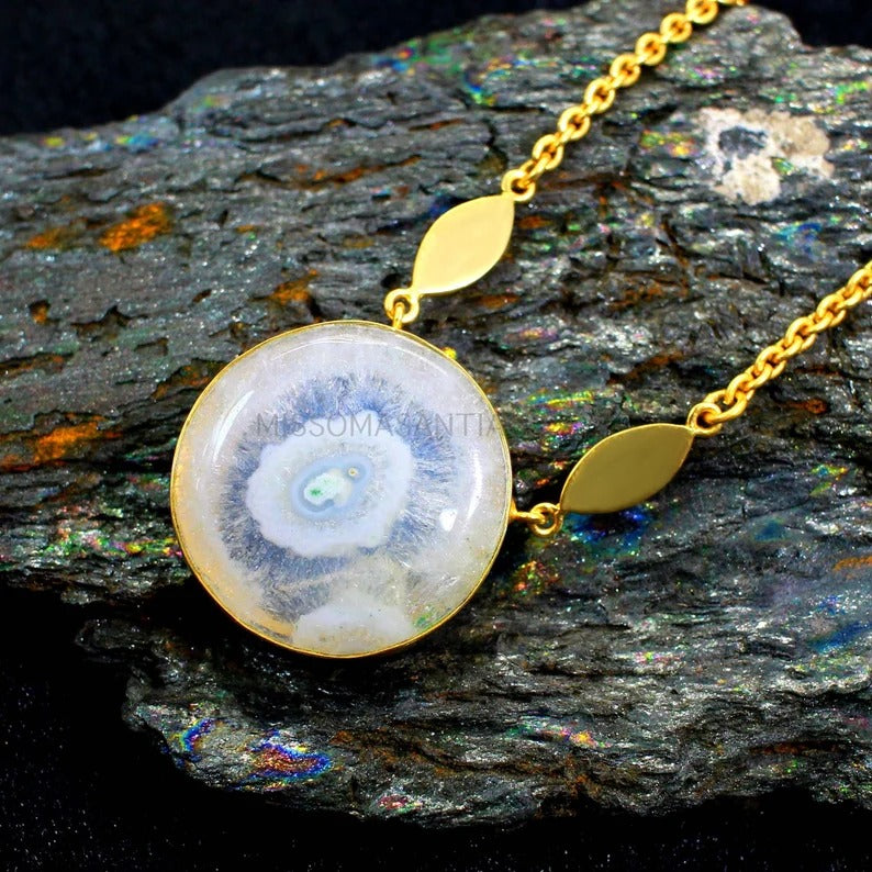 Round Shape Natural Solar Quartz Chunky Chain Necklace