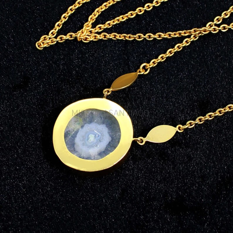 Round Shape Natural Solar Quartz Chunky Chain Necklace