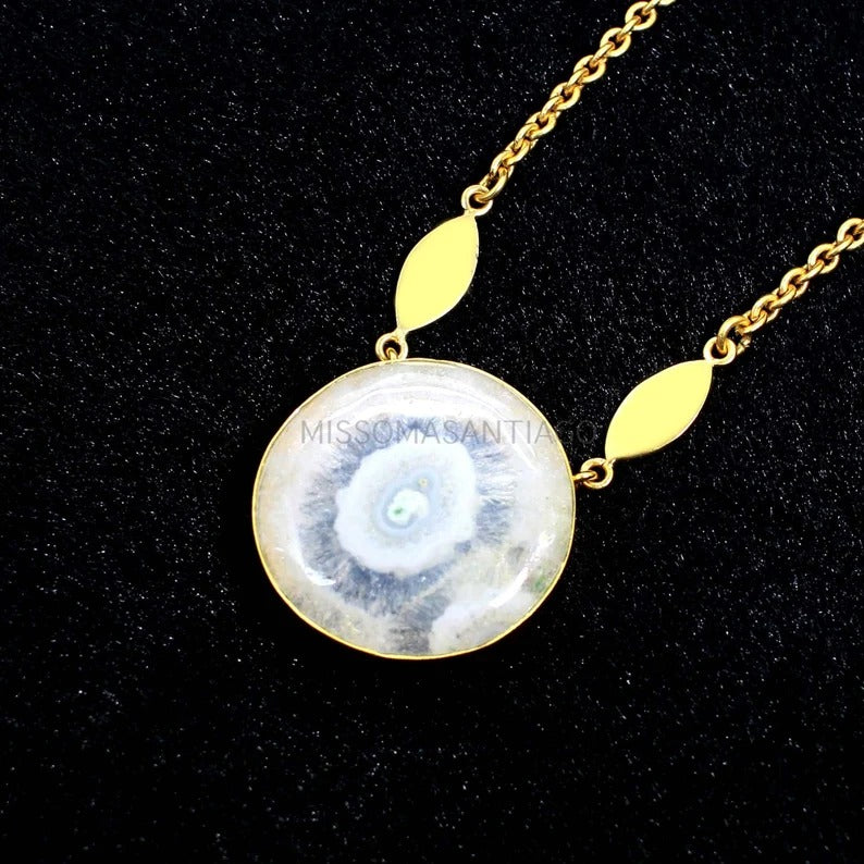 Round Shape Natural Solar Quartz Chunky Chain Necklace