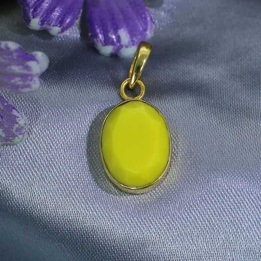 Yellow Chalcedony Brass Pendant