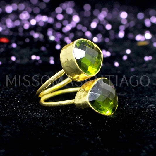 Peridot Gold Plated Brass Ring