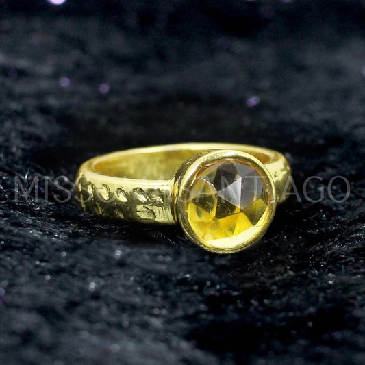 Citrine Hydro Round Shape Stone Ring