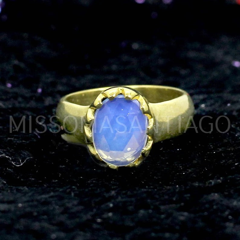 Opalite Gemstone Brass Ring