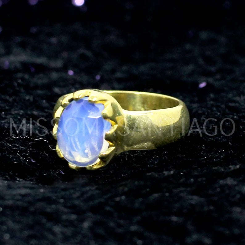 Opalite Gemstone Brass Ring