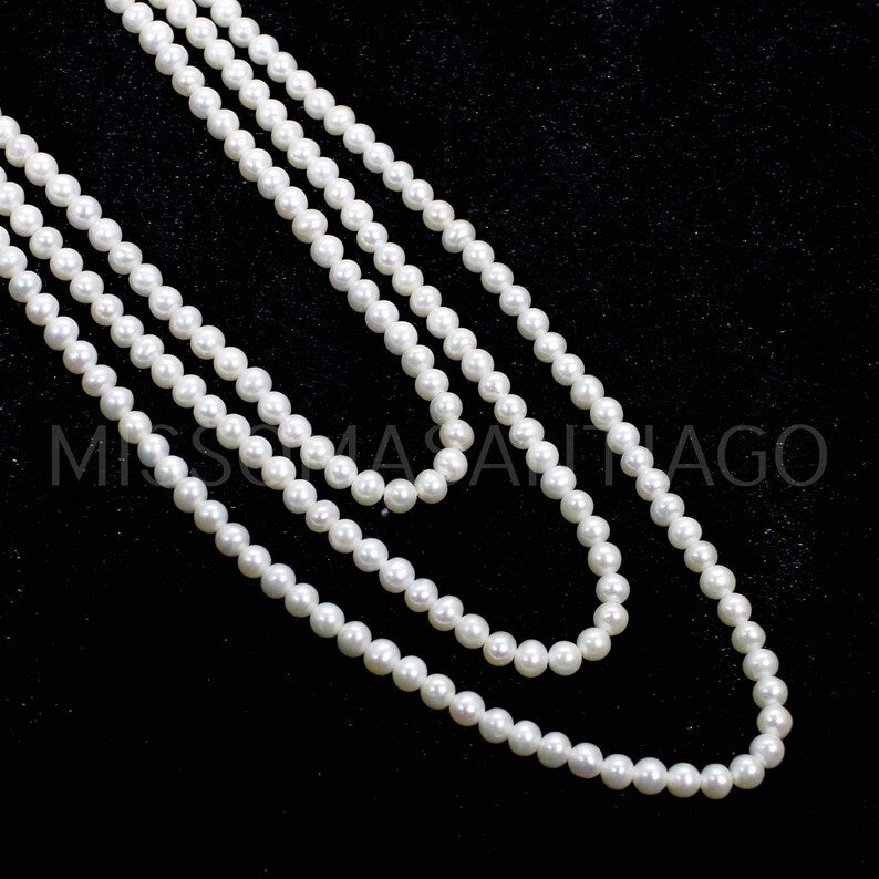 White Pearl Gemstone Handmade Beads Necklace