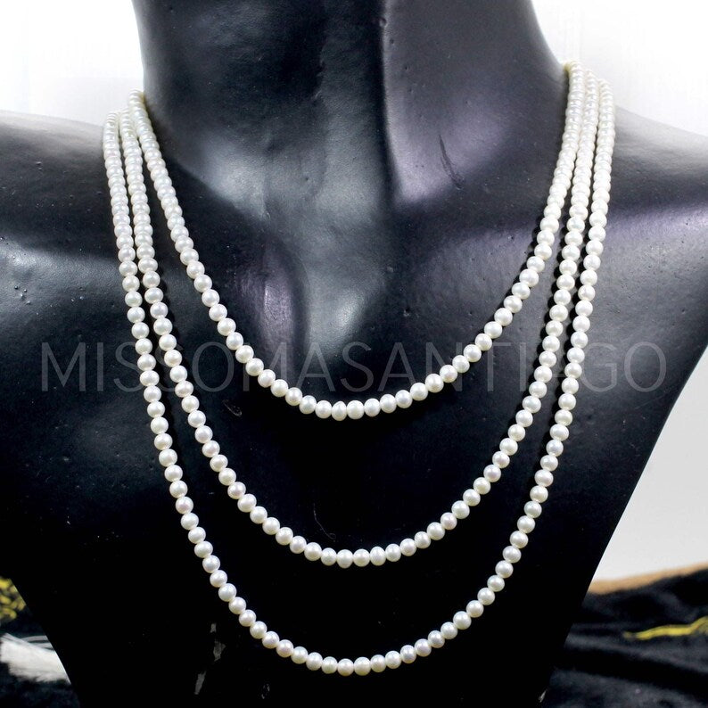 White Pearl Gemstone Handmade Beads Necklace