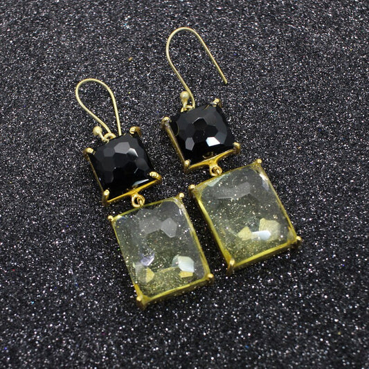 Lemon Hydro Gemstone Brass Earrings