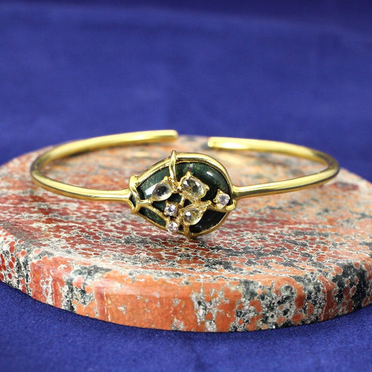 Bloodstone Gold PLated Brass Bangle