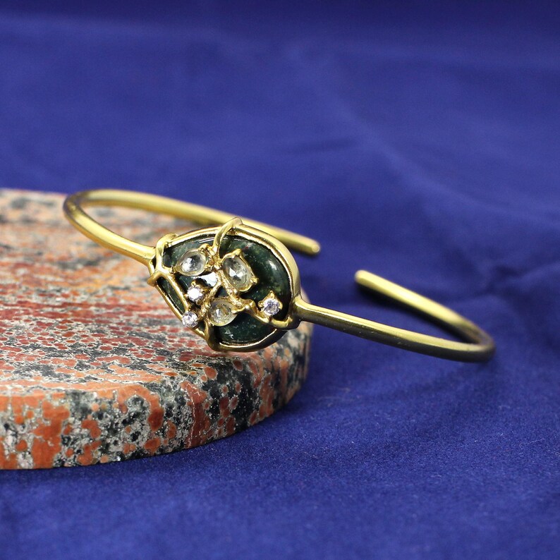 Bloodstone Gold PLated Brass Bangle