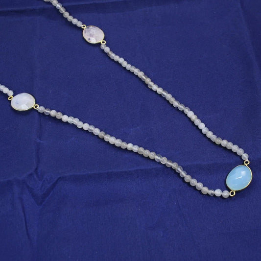 Grey Moonstone Beaded Necklace