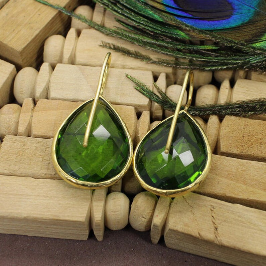 92.5 Sterling Silver  Peridot Drop Earrings