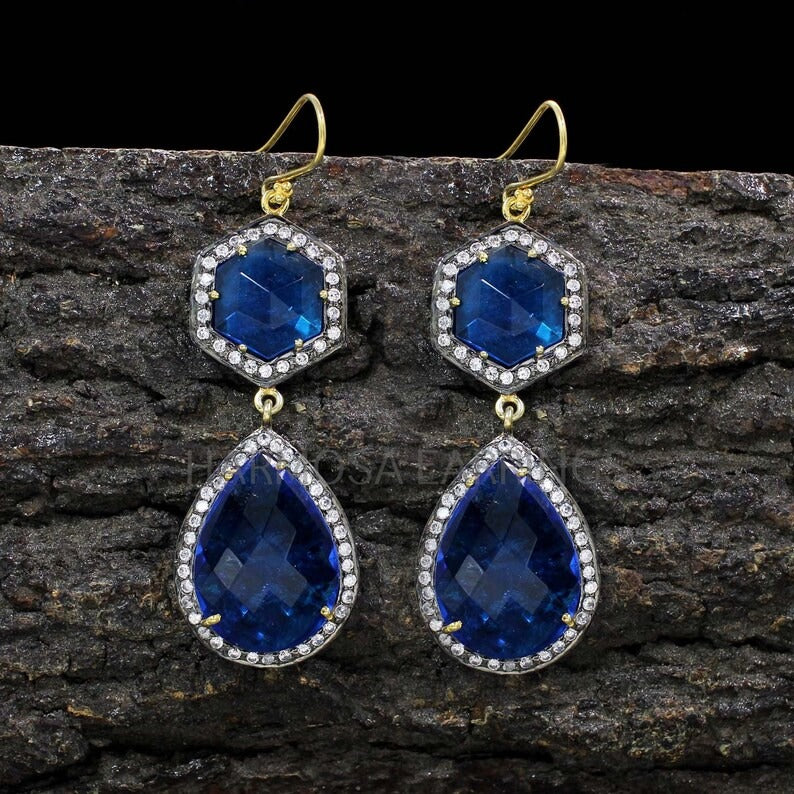 925 Silver Blue Tanzanite Gemstone Earrings