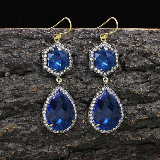 925 Silver Blue Tanzanite Gemstone Earrings