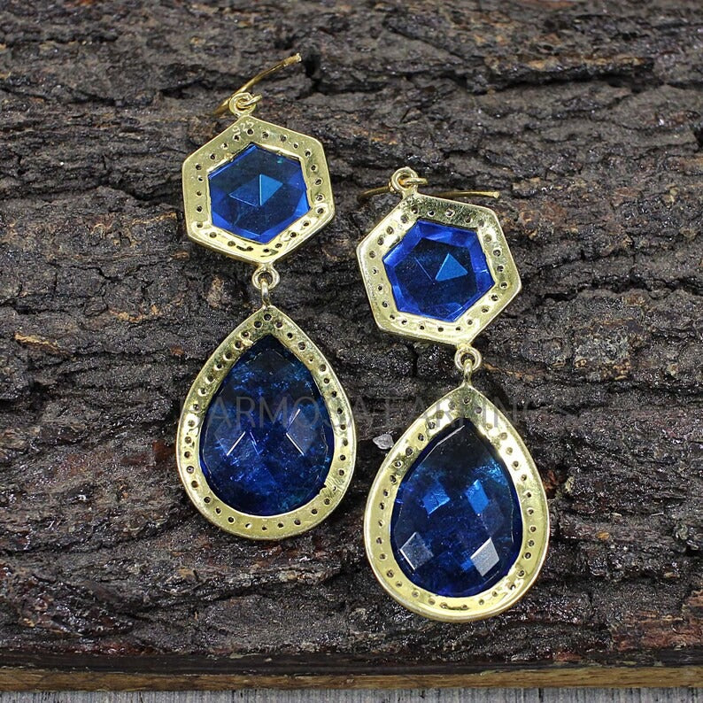 925 Silver Blue Tanzanite Gemstone Earrings