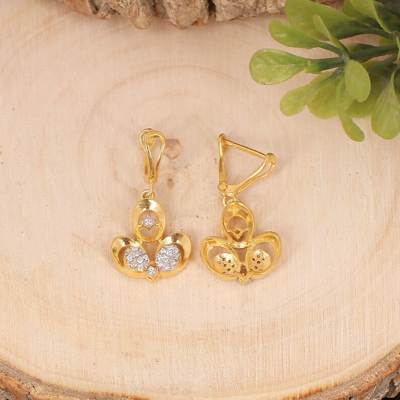 925 Sterling Silver Gold Plated Dangle & Drop Earring