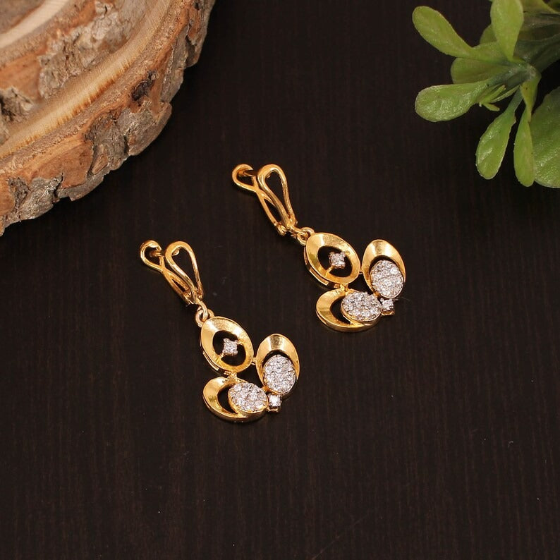 925 Sterling Silver Gold Plated Dangle & Drop Earring