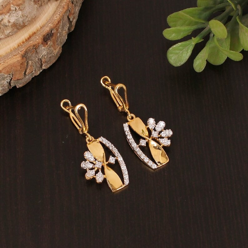 925 Sterling Silver Gold Plated Dangle & Drop Earring