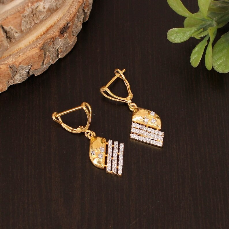 925 Sterling Silver Gold Plated Dangle & Drop Earring