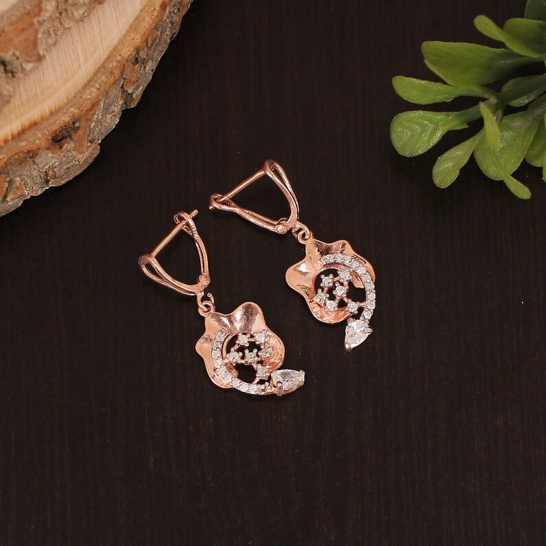 925 Sterling Silver Rose Gold Plated Earring