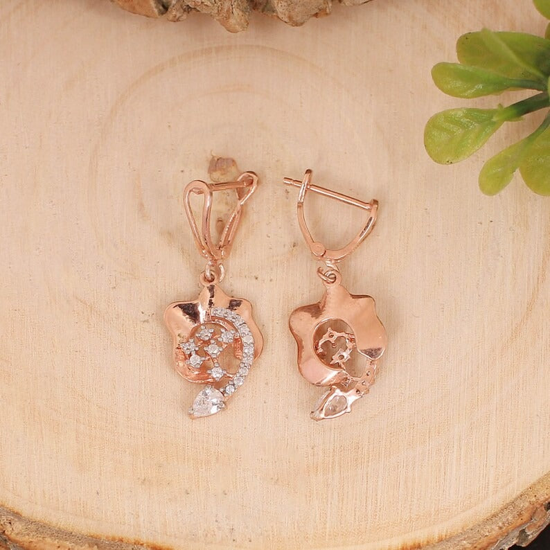 925 Sterling Silver Rose Gold Plated Earring