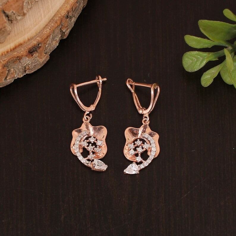 925 Sterling Silver Rose Gold Plated Earring