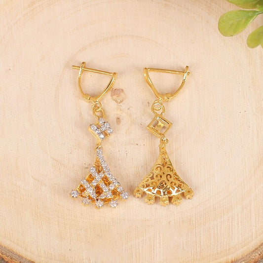 925 Sterling Silver Gold Plated Cz Stone Earring