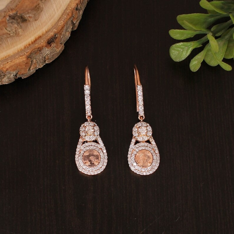 925 Sterling Silverose Gold Plated  Dangle & Drop Earrings