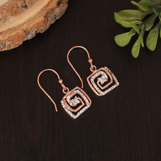 925 Sterling Silver Rose Gold Plated Stone Earring